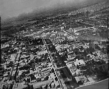 Vista aérea de Av. Ituzaingó y Merlo Centro, 1950.