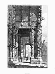 Nordportal der Kathedrale von Chartres, Lithografie 1867 (von Jean-Baptiste-Antoine Lassus)