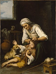 ムリーリョ『シラミを取る老婆』(1660年ごろ)