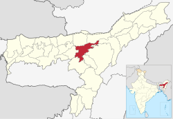 Location of Nagaon district in Assam