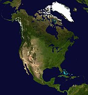 A satellite composite image of North America. Clickable map