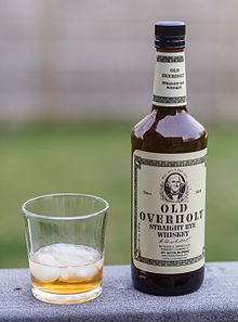 Old Overholt Rye Whiskey bottle and tumbler.jpg