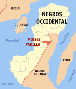 Moises Padilla na Negros Ocidental Coordenadas : 10°16'N, 123°5'E