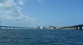 Pigeon Key, from the east. Old Seven Mile Bridge on right, new one on left