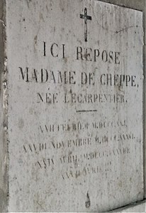 Plaque sépulture de Raymonde Jeanne Elisa Lecarpentier