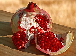 Pomegranate fruit, opened