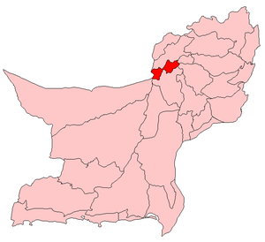 Map of Balochistan with Quetta District highlighted