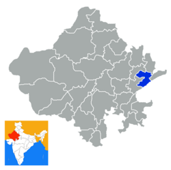 Расположение района Караули в Раджастане
