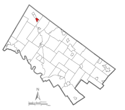 Location of Red Hill in Montgomery County, Pennsylvania.