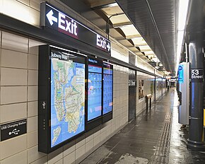53rd Street, an "enhanced" subway station Reopening of 53rd St ESI Station (36710339210).jpg