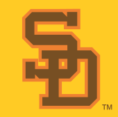 Cap logo from 1969 to 1984. The cap was originally brown for the first four Padre seasons before it was switched to yellow with brown panels. Orange was added in 1980. San Diego Padres Cap (1974 - 1984).svg