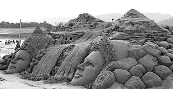 Panoramic View of Sand Sculpture made by Sudarshan Patnaik