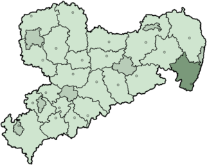 Lage des Landkreises Löbau-Zittau in Sachsen