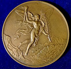 Helvetia sur Lac des Quatre-Cantons, médaille 1891 colonie suisse en france, verso