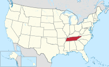 Map of the United States with Tennessee highlighted