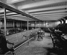 Sala de fumadores de tercera clase en el Olympic, análoga a la del Titanic.