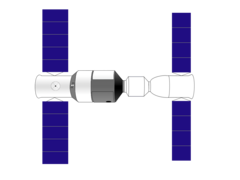 Tiangong 1 (pa kreisi) saslēdzies ar Shenzhou (pa labi)