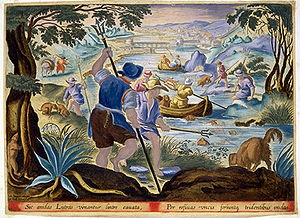 Dutch fishermen using tridents in the 17th century
