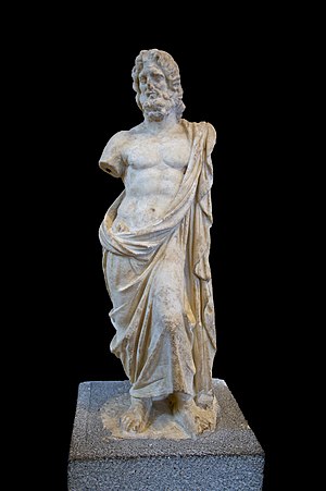 English: A statue of Zeus, found at Kameiros, ...