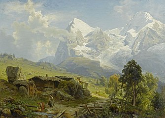 An Eiger hag ar Mönch gwelet eus ar Wengerenalp (1865)