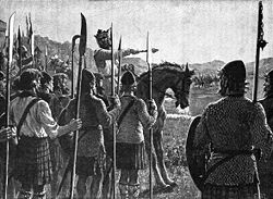 איור של רוברט הראשון, מלך סקוטלנד עם חייליו לפני קרב באנוקברן