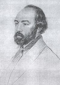 Bernhard Grueber na portrétní kresbě Georga Kordika z roku 1853