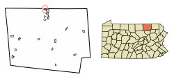 Location of South Waverly in Bradford County, Pennsylvania.