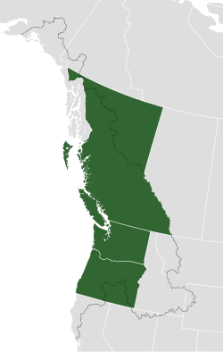 Boundaries of the bioregion with respect to current political divisions (Washington, Oregon and British Columbia).