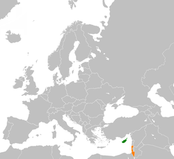 Map indicating locations of Cyprus and Israel