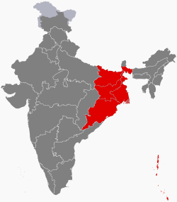 Location of கிழக்கு இந்தியா East India