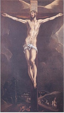 Le Christ en croix, avec paysage aux cavaliers (es), Le Greco, 1600-1610.