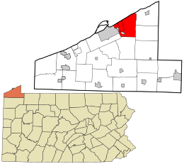 Location in Erie County and the state of Pennsylvania