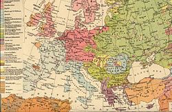 Ethnographic map of Europe, The Times Atlas (1896) Europe (1896), ethnic groups.jpg