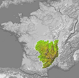 Розташування Центрального масиву на мапі Франції