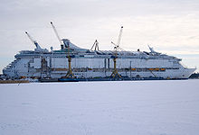 MS Freedom of the Seas under construction in a shipyard in Turku. Freedom of the seas construction.jpg