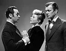 Charles Boyer, Ingrid Bergman, and Joseph Cotten in the film Gaslight (1944) Gaslight promo still.jpg