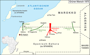 Opérations de la marche verte présentées sur une carte.