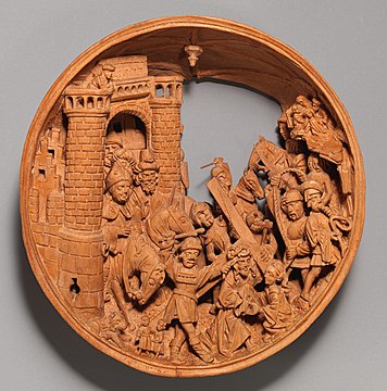 "Half of a Prayer Bead with Jesus Carrying the Cross", interior view. Metropolitan Museum of Art, New York