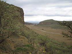 Hell's Gate nationalpark - Udsigt mod hovedindgangen til parken.