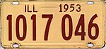 Номерной знак Иллинойса 1953 года - Номер 1017 046.jpg