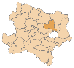Lage des Bezirks Bezirk Korneuburg im Bundesland Niederösterreich (anklickbare Karte)