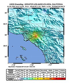 Map of the 2008 Chino Hills earthquake.