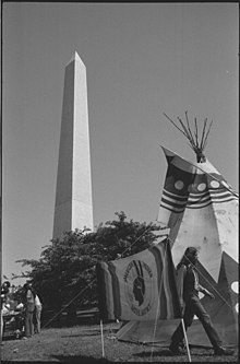 An American Indian Movement tipi on the grounds of the Washington Monument in 1978 Longest Walk at Washington, 1978.jpg