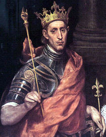 Louis IX dihormati sebagai orang suci dan banyak dilukis jauh setelah wafatnya (wajah mungkin tidak akurat). Lukisan karya El Greco, k. 1592-1595.