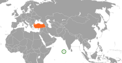Haritada gösterilen yerlerde Maldives ve Turkey
