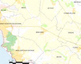 Mapa obce Semussac