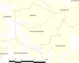 Mapa obce Peyrusse-Massas