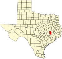 Map of Teksas highlighting Grimes County