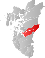 Mapa do condado de Rogaland com Forsand em destaque.