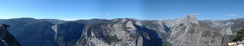 Panorama of Yosemite Valley including Half Dome as seen from Glacier Point